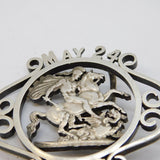 Edwardian Sterling Silver British Empire Day Crown Coin Belt Buckle Antique