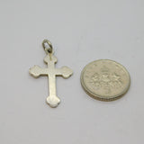 Sterling Silver Patterned Trefoil Cross Pendant Vintage c1970