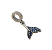 Sterling Silver Whale Tail Charm Pendant Vintage c1970s