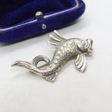 Middle Eastern Sterling Silver Fish Form Brooch Pin Antique c1900 Victorian