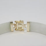 Chinese Sterling Silver & Green-Jade Set Panel Bracelet Vintage c1970s