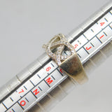 Sterling Silver White Topaz Swirly Pattern Dress Band Ring Vintage c1970 Size L
