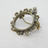 Victorian Sterling Silver, Seed Pearl Set Floral Brooch Antique c1890s