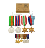 WWII Period Four-Piece Medal Group Major C.P Costehoe Antique c1940s