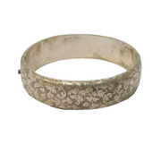 Victorian Silver Plated Floral Decorated Bangle Bracelet Antique c1880s
