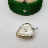 Sterling Silver Heart Shaped Locket Charm Pendant Vintage c1970