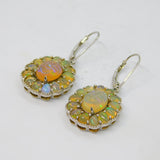 Sterling Silver Carved Happy Buddha Water Opal Leverback Earrings Vintage c1970