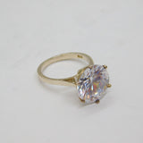 Sterling Silver Large Round Paste Solitaire Cocktail Ring Modern c1990 Size M