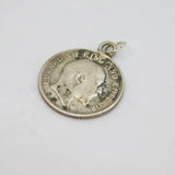 Edward VII Sterling Silver 14 Rupee India Coin Charm Pendant Antique 1903
