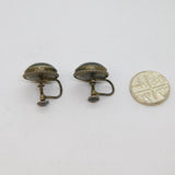 Pair of Sterling Silver Morpho Wing Screwback Earrings Antique c1930 T L Mott