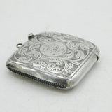 Art Deco Sterling Silver Floral Pattern Vesta Case Antique 1911 Birmingham