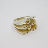 Sterling Silver Chunky Heart Shape Three Layer Studio Ring Vintage c1970 Size Q