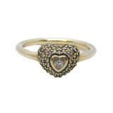 Sterling Silver CZ Puffy Heart Dress Band Ring Modern c2010 Size M 1/2