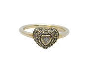 Sterling Silver CZ Puffy Heart Dress Band Ring Modern c2010 Size M 1/2