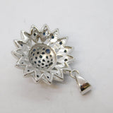 Sterling Silver Natural Sapphire Floral Drop Pendant Vintage c1990s