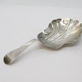 Victorian Sterling Silver Shell Bowl Tea Caddy Spoon Antique c1840 Birmingham
