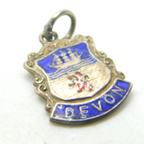 Sterling Silver & Enamel Devon Travel Shield Charm Pendant Vintage c1960