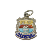 Sterling Silver Enamel Weston Super Mare Charm Pendant Vintage c1970