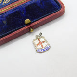 Sterling Silver and Coloured Enamel Travel Shield 'London' Charm Vintage c1970
