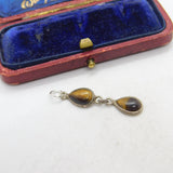 Sterling Silver Cabochon Tiger's Eye Charm Pendant Vintage c1970