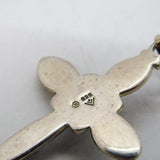 Studio Sterling Silver & Pearl Set Cross Pendant Vintage c1980s