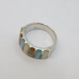 Sterling Silver Dyed Shell Chunky Dress Band Ring Contemporary c2000 Size S 1/2