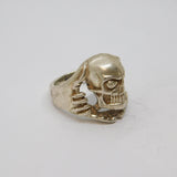 Sterling Silver Chunky Skull Biker Style Ring Vintage c1970 Size Q