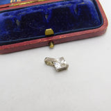 Sterling Silver Diamond Paste Drop Charm Pendant Vintage c1970