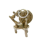 Sterling Silver Spinning Wheel Charm Pendant Vintage c1970