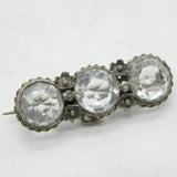 19th Century Sterling Silver & Rock Crystal Brooch Pin Antique c1880s