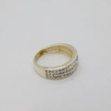 Sterling Silver Three Tier Sparkling Crystal Dress Ring Modern c1990 Size L