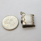 Sterling Silver Opening Holy Bible Charm Pendant Vintage c1970s