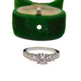 Sterling Silver 3 Stone CZ Set Patterned Band Ring Vintage c1970 Size N