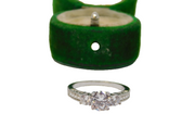 Sterling Silver 3 Stone CZ Set Patterned Band Ring Vintage c1970 Size N