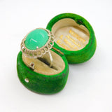 Sterling Silver Cabochon Green Jadeite Cocktail Ring Vintage c1970 Size P