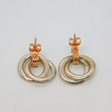 Pair of Sterling Silver & Gilt Entwined Circles Stud Earrings Contemporary c2000