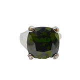 Sterling Silver Faceted Peridot Chunky Cocktail Ring Vintage c1990 Size R