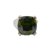 Sterling Silver Faceted Peridot Chunky Cocktail Ring Vintage c1990 Size R