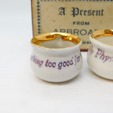 Scottish Boxed Pair of Miniature Souvenir Teacups & Saucers Antique c1890