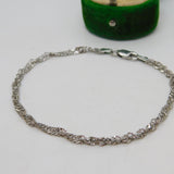 Sterling Silver Singapore Link Chain Bracelet Vintage c1980 18.5cm Length