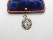 Sterling Silver Lucky 21st Charm Pendant Vintage c1970
