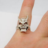 Chunky Sterling Silver Devil Form Bikers Ring Vintage c1990s