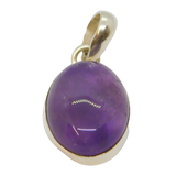 Sterling Silver Oval Amethyst Cabochon Pendant Vintage c1970