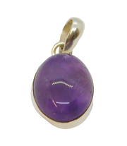 Sterling Silver Oval Amethyst Cabochon Pendant Vintage c1970