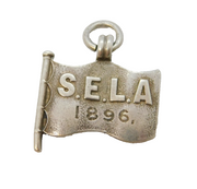Victorian Sterling Silver SELA Sailing Flag Charm Pendant Antique 1896