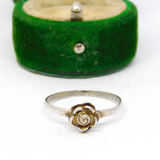 Sterling Silver Rose Design Ring Vintage c1970 Size R