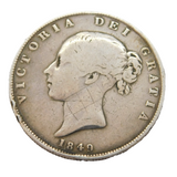 Queen Victoria .925 Silver Half Crown Coin Antique 1849 Fine Condition