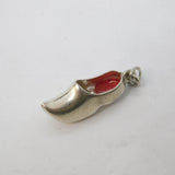 Sterling Silver Enamel Dutch Clog Shoe Charm Pendant Vintage c1970