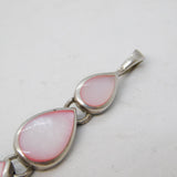 Sterling Silver Pink Mother of Pearl Drop Charm Pendant Vintage c1970s
