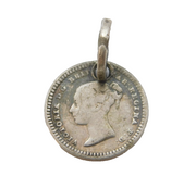 Sterling Silver Maundy 1 1/2 Pence Coin Charm Pendant Antique 1862